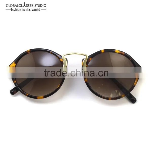 Gold Metal Bar Fashion Designer Sun Glasses Brand Unisex Honey Round Sunglasses With Polarized Lenses Lunette De Soleil 6605C photo-3