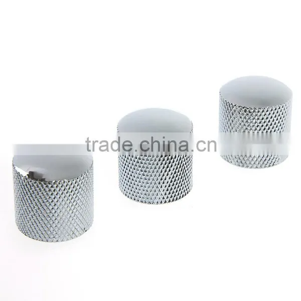 3PCS Chromed Metal Dome Knobs Knurled Barrel for Electric Guitar Parts Silver photo-6
