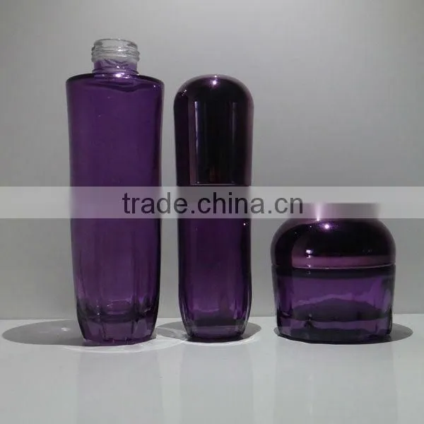 Purple Cosmetic Liquid Foundation Glass Bottle