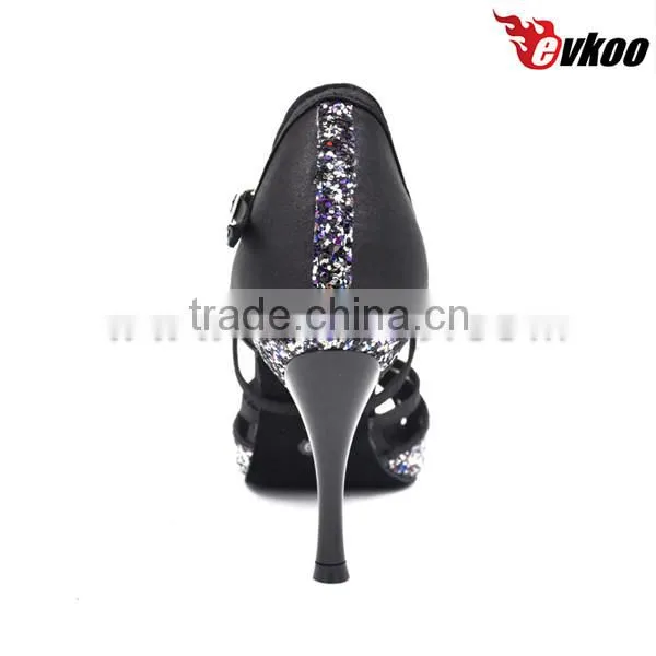 Evkoo Shiny Latin Dance Shoes With Leather Soft Sole Salsa Dance Shoes Close Toe Dance Shoes photo-2