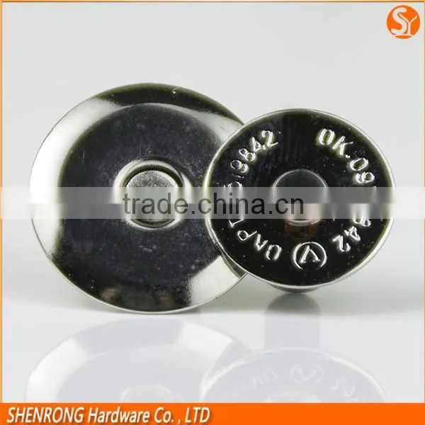 Disc Pattern 18mm*2.5mm Nickel Metal Hidden Magnetic Snap Fastener With Printing Logo/brand photo-2
