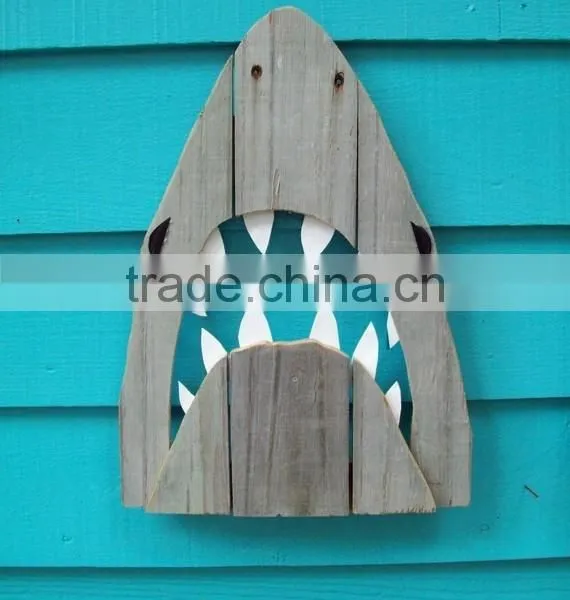 Rustic Wooden Shark Wall Art photo-2