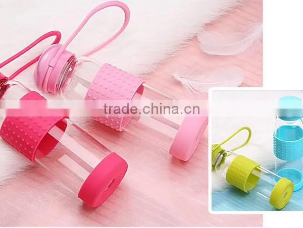 Durable Glass Water Bottle With Colorful Soft Silicone Sleeve photo-2