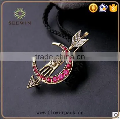Moon Red Alloy Brooch Women photo-2