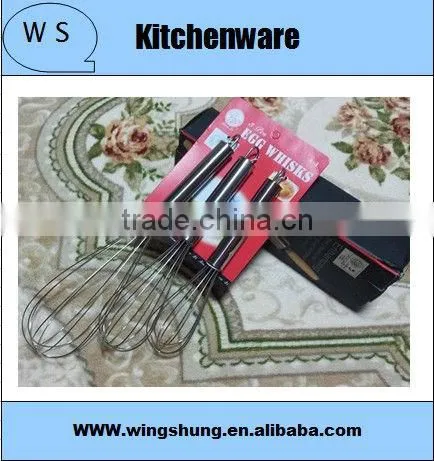 Handle Milk Whisk Quality Deluxe 3pcs Stainless Steel Egg Beater Whipping Cream - Mixing Batte