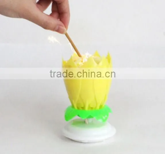 the Most Popular Happy MUSIC Birthday Lotus Flower Candle Export in 2015 photo-2