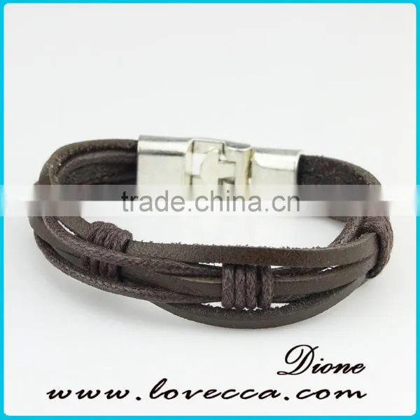 316L Stainless Steel Leather Bracelets for Men Braided photo-2