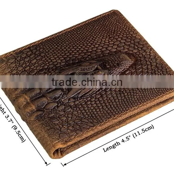 Crocodile Pattern Crazy Horse Genuine Leather Wallet photo-4