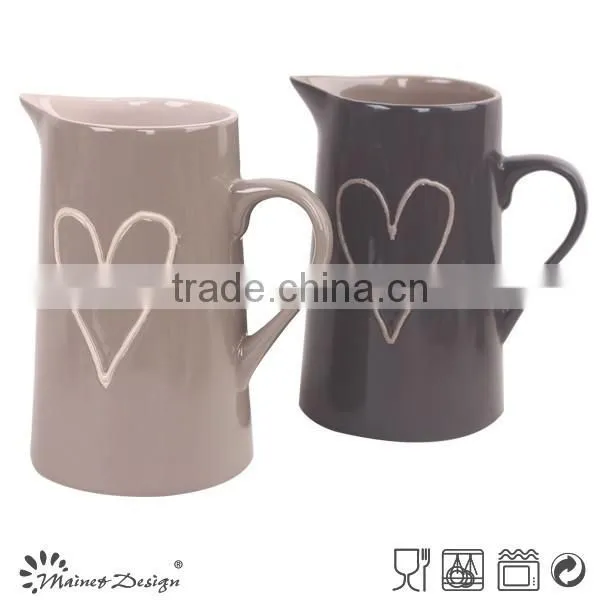Wholesale Ceramic Water Jug for Home Decorationm,embossed Stoneware Water Jug photo-3