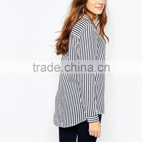 China Factory OEM ODM 2015 New Fashion Customized Stripe Shirt With Long Sleeve photo-2