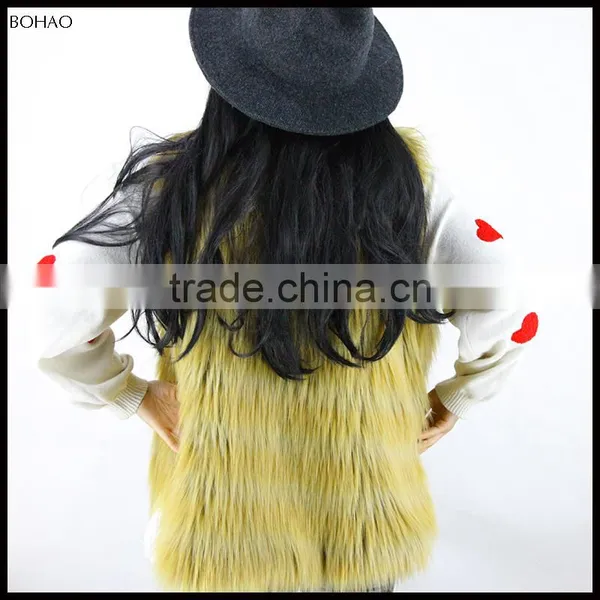New Style Long Yellow Fur Fashion Wholesale Faux Fur Girls Vest photo-3