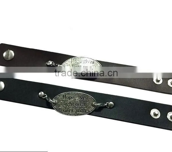 Custom Words Charms Leather Bracelet,antique Men Leather Bracelets,stylish Leather Wristband photo-3