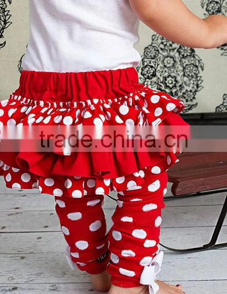 Wholesale Christmas Baby Clothing Set Red Bloomer Skirt White Bubble Leggings photo-3