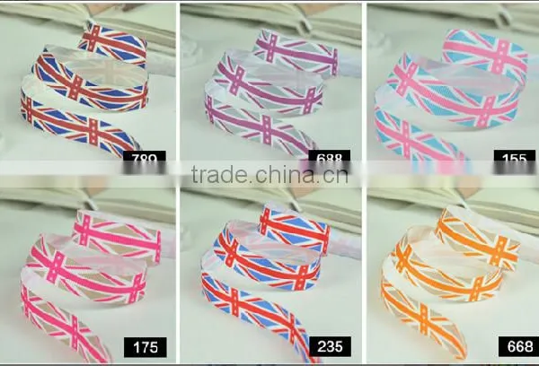 Hi-ana Ribbon 166 Manufacture Wholesale UK Flag Printed Ribbon,stripe Printed Grosgrain Ribbon photo-2