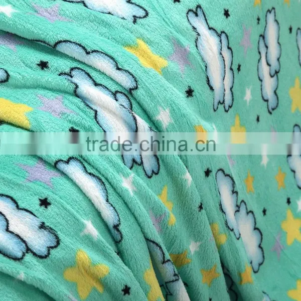 100% Polyester Green Sky Print Coral Fleece Blanket photo-3