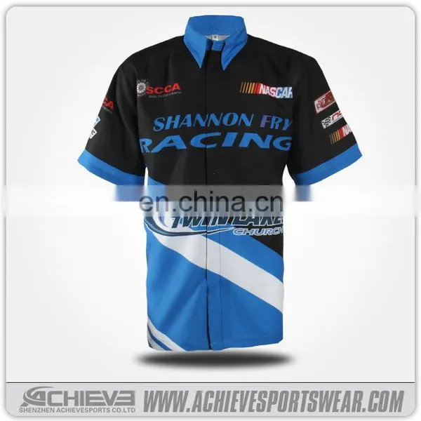 100% Polyester Racing Team Pit Crew Shirt,button Racing Shirt photo-4