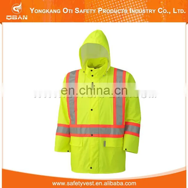Cheap High Visibility Reflective Safety Pvc Military Poncho Raincoat photo-3