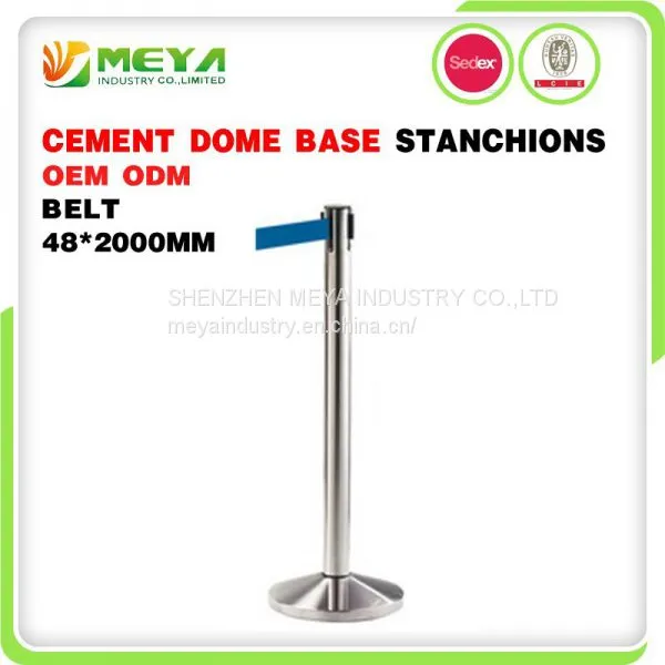 Retractable Belt Crowd Control Stanchion With Cement Bases