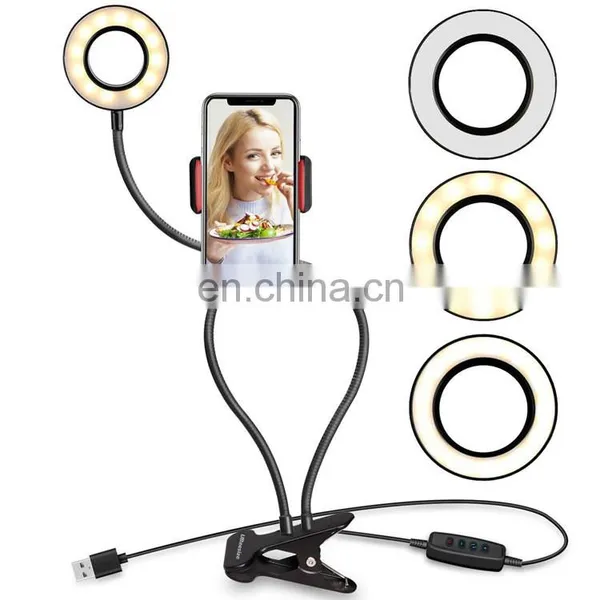 Hot Selling Selfie LED Ring Light With Rotatable Cell Phone Holder Stand Sturdy Clip Light Fill Light For Live Stream Makeup photo-2
