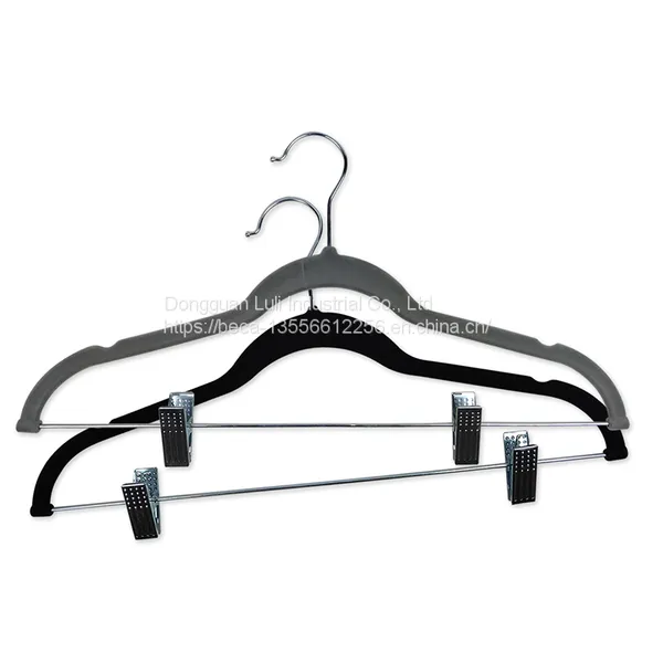 Factory-Supplied Deluxe Custom Velvet Wooden Suit Hangers With Clips