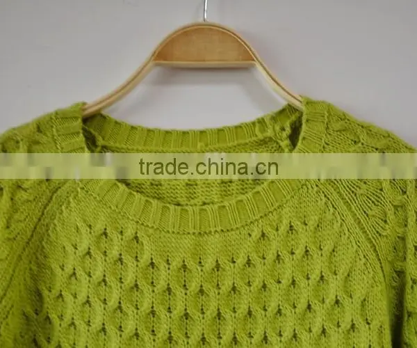 Pure Round Collar Pullover for Lady Olive Green Irregularity Lady Sweater photo-3