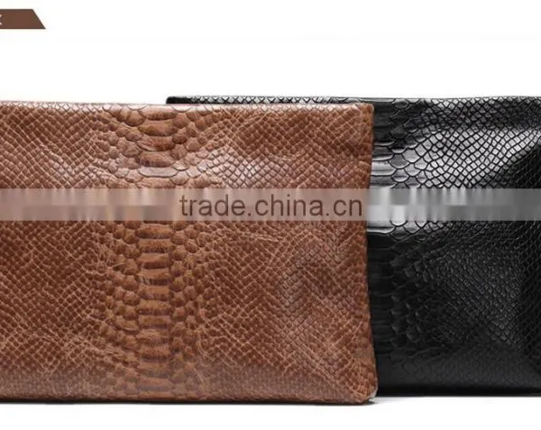 Fashion Genuine Cow Leather Python Pattern Lady Clutch Bag Purse for Men photo-6