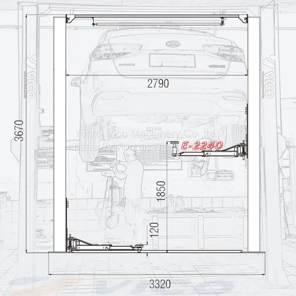Two Post Hydraulic Car Lift Machine Vehicle Lift With Clear Floor Manual Release #V-LZL-E-2240 photo-3