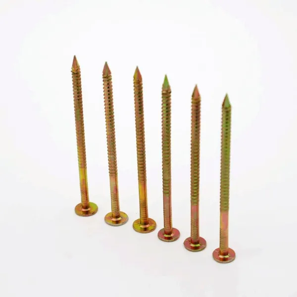 Yellow Zinc Coated Threaded Nails with Plastic Caps for Roofing Fixing