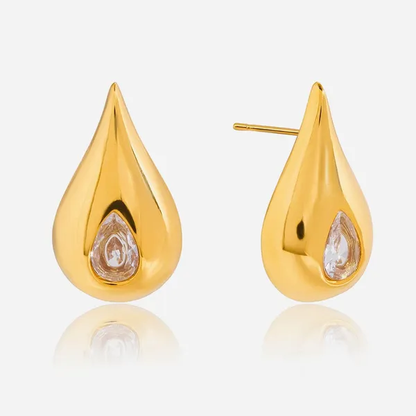 Geometric Gold/Silver Plated Stainless Steel Hoop Earrings for Couples photo-5