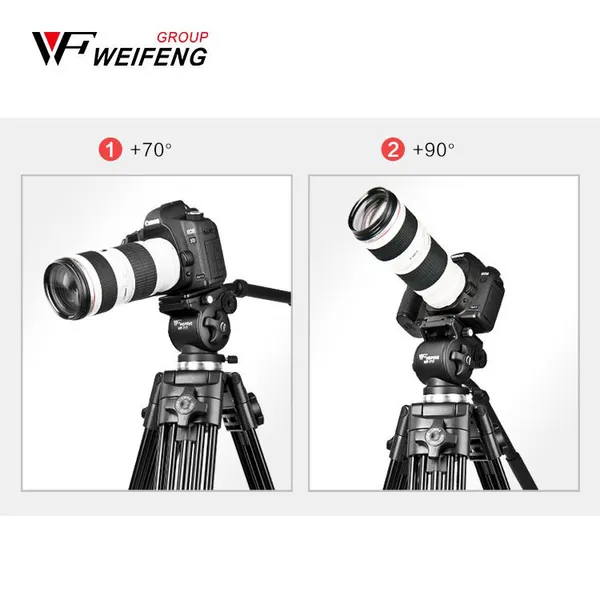WF 717 Fluid Head Professional Camcorder Tripod System for Video Camera Record Live Streaming photo-2