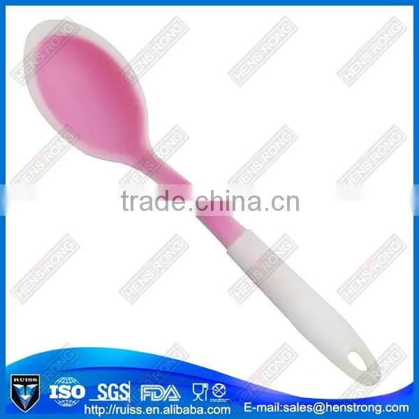 Pretty And Colorful Silicone Long Handle Plastic Kitchen Spoon photo-2