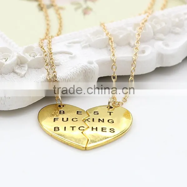 Best Bitches Broken Heart Necklace Pendant Necklace Wholesale photo-2