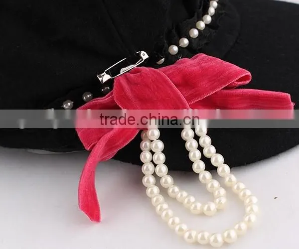Hot Selling Children Baby Girl Hats Fashion Beret Caps With Pearl Bow Cheap Discount photo-2
