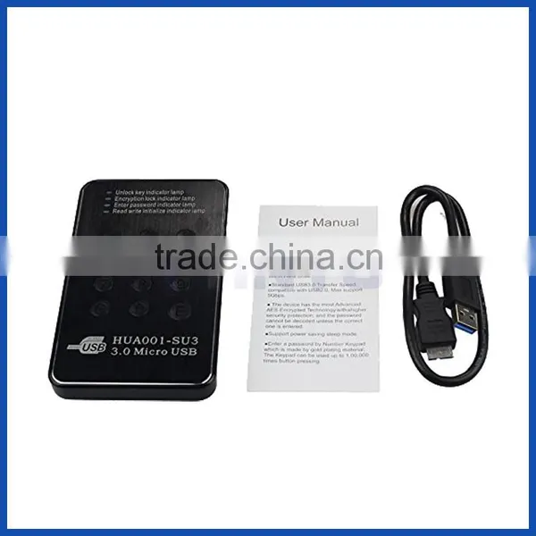 Encrypted USB 3.0 HDD Hard Drive External Enclosure 2.5" SATA Case AES Lock photo-2