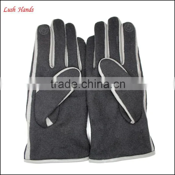 High Quality Winter Black Woolen White Decoration Gloves For Man With Touch Screen photo-4