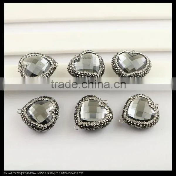 LFD-0081B Heart Shape Faceted Crystal Glass Connector Beads, With Crystal Paved Glass Beads Pendant Charms, For Jewelry Making photo-4