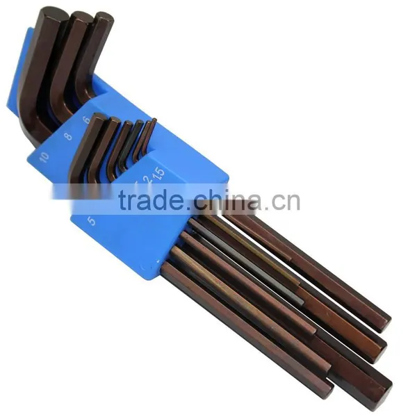 S2 Material 9pcs Prolong Flat Head Hexagonal Wrench Set 1.5-1.0mm