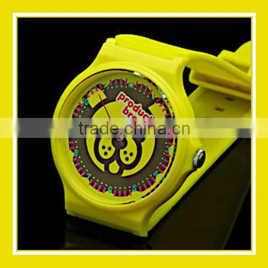 2016 Hot Sell Products Bros Baby Lion Unisex Waterproof PVC Band Rubber Wrist Yellow Watch