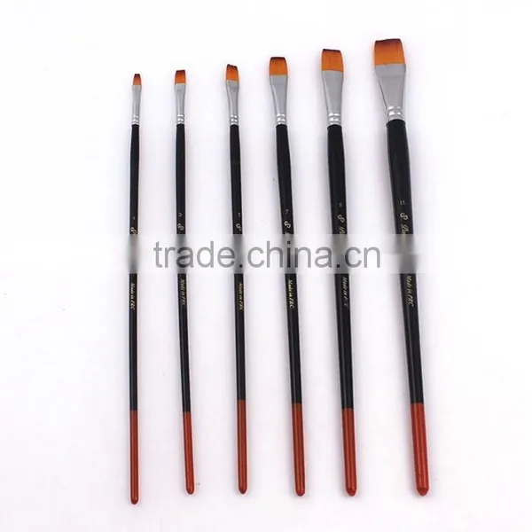 In Stock Flat Shape Nylon Hair 6pcs Set Artist Brush Oil Paint Brush MOQ1 photo-2