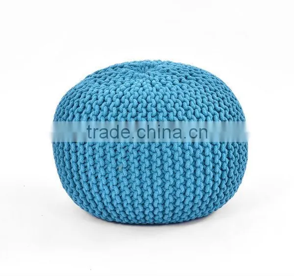 Natural Fibres Cotton Hand Made Knitted Pouf Footstool Bean Filled Foot Stool Pouf