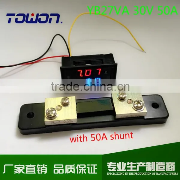 Digital Ammeter & Voltmeter DC 4.5-30V & 50A With 50A Shunt Red&Blue Led Dual Panel Volt Amp Combo Meter