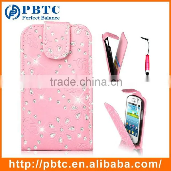 Set Screen Protector Stylus And Case , Bling Leather Wallet Case For Samsung Galaxy Fame S6810 photo-3