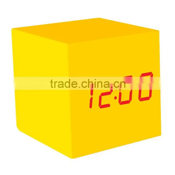Best Selling Promotion Cube Colorful LED Wood Alarm Clock for Home Decoration Comply With CE ROHS - S714 photo-4
