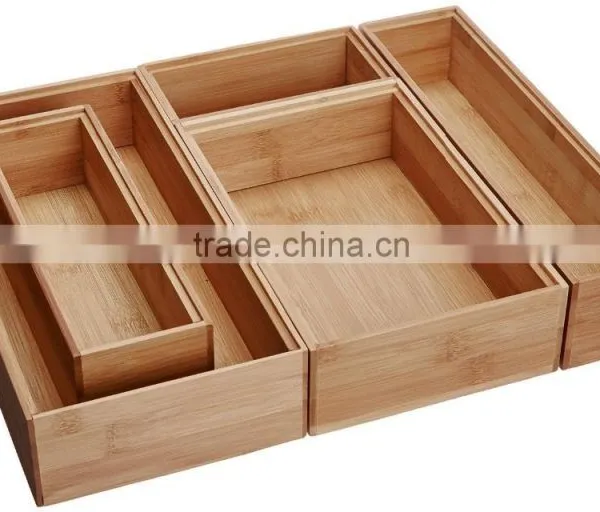 Classic Bamboo Drawer Organizer Boxes With Kitchen Drawer