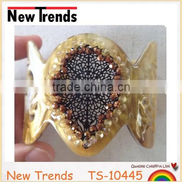 Last Design Tortoise Shell Jewelry With Crystal Beads