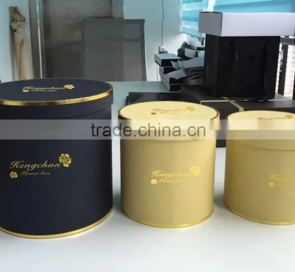 Cylinder Gold Stamping Logo Flower Box (ZJ-60056-5) photo-3