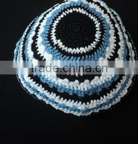Jewish Mens Hats Knit Kippah / Kippah, Skull Cap, Kipot, Kippot, / Cotton Handmade Embroidery Hat Kippah photo-3
