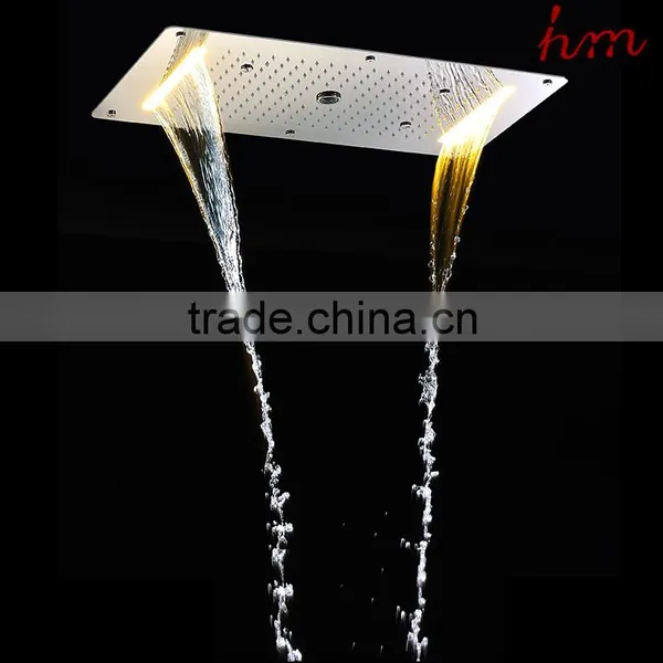 Hydro Power Led Shower Head 380*700mm Big Shower Faucet Stainless Steel Rainfall Waterfall Mist Bathroom Accessoy Embed Ceiling photo-3