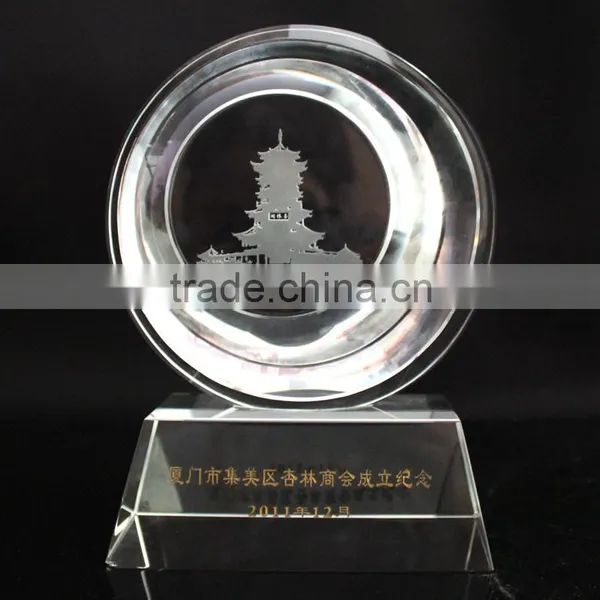 Wholesale Crystal Glass Trophy Cup Award With Building Engraving photo-6