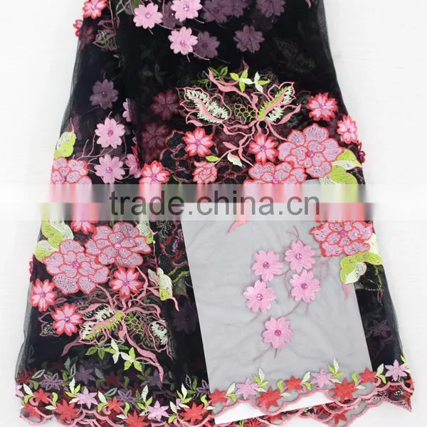 29328 Gorgeous Purple French Lace With 3D Flower for Uniform photo-4
